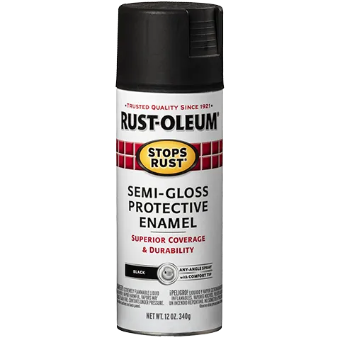 12 OZ Stops Rust Protective Enamel Spray Paint - Semi-Gloss Black