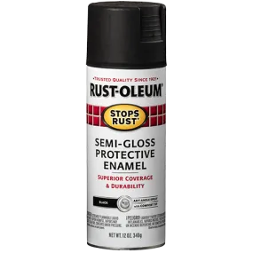 12 OZ Stops Rust Protective Enamel Spray Paint - Semi-Gloss Black