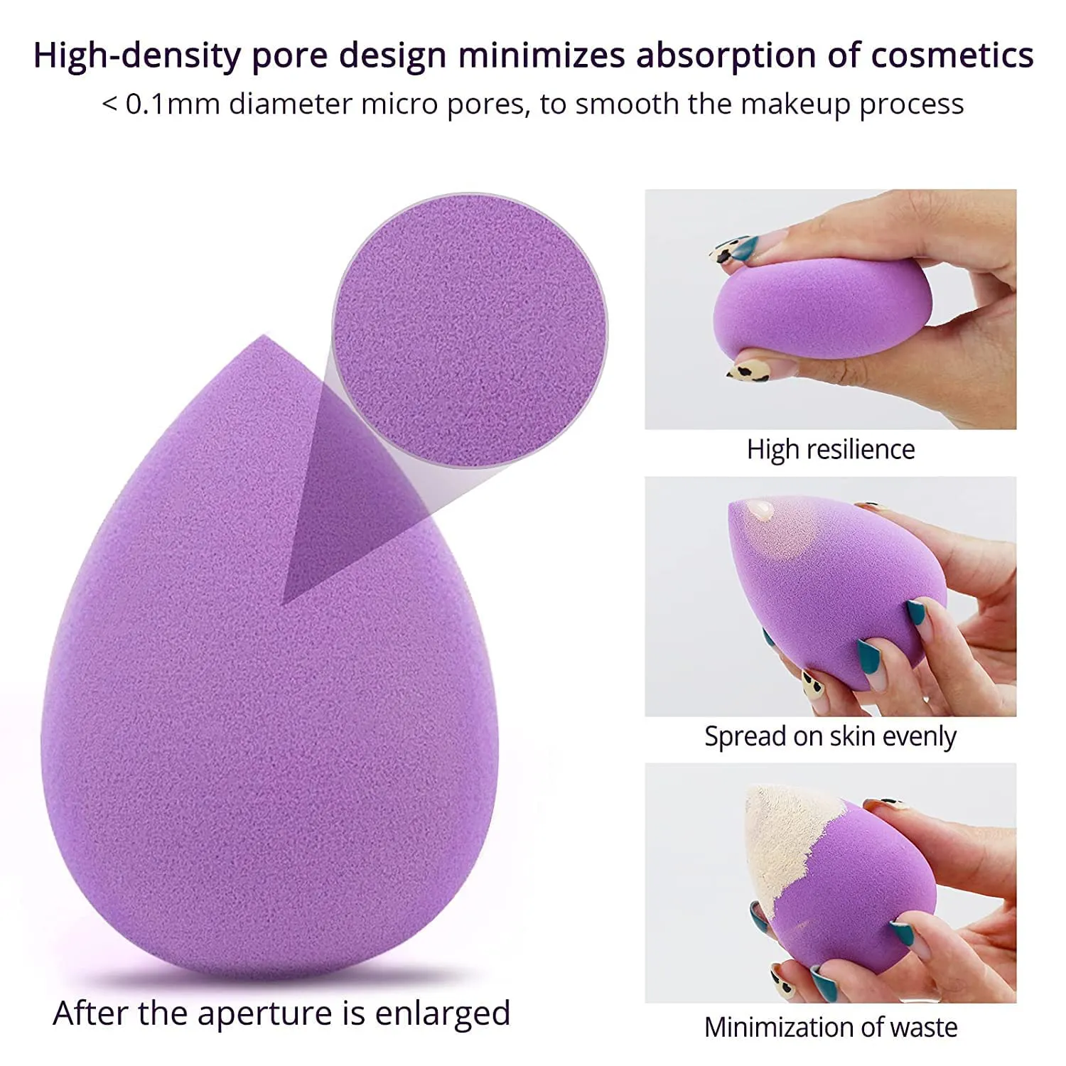 BEAKEY 5 Pcs Makeup Sponge Set, Foundation Blending Beauty Sponge, Flawless for Liquid, Cream, and Powder, Multi-Colored Makeup Sponges