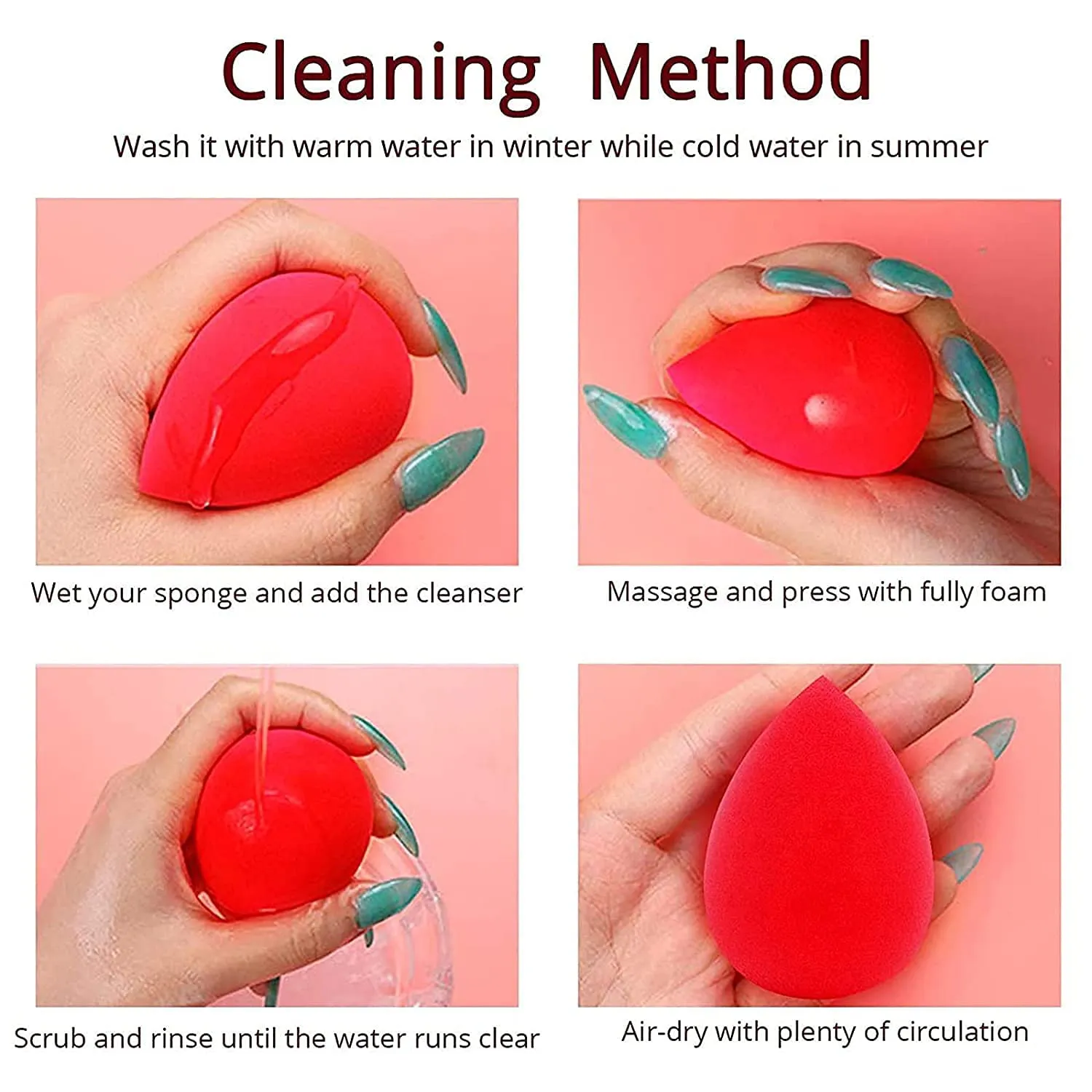 BEAKEY 5 Pcs Makeup Sponge Set, Foundation Blending Beauty Sponge, Flawless for Liquid, Cream, and Powder, Multi-Colored Makeup Sponges