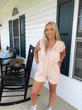 Blush Solid Hooded Romper