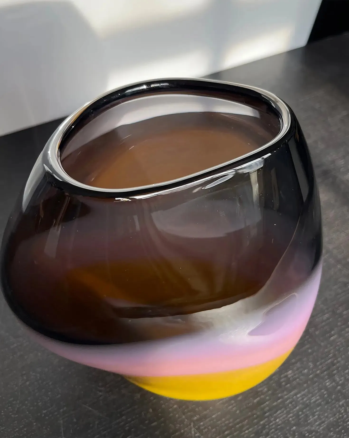 Charcoal Blush Glass Vessel