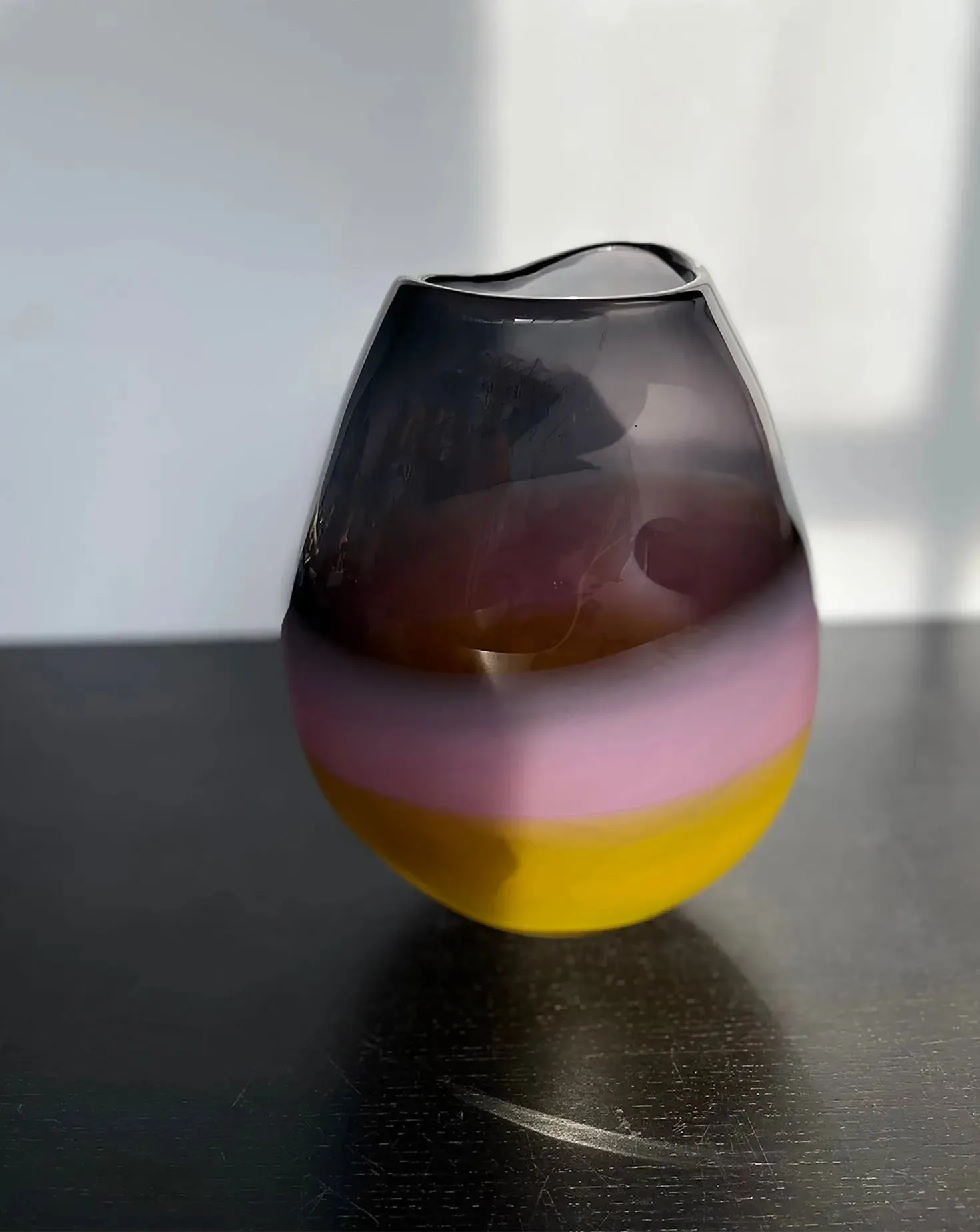 Charcoal Blush Glass Vessel