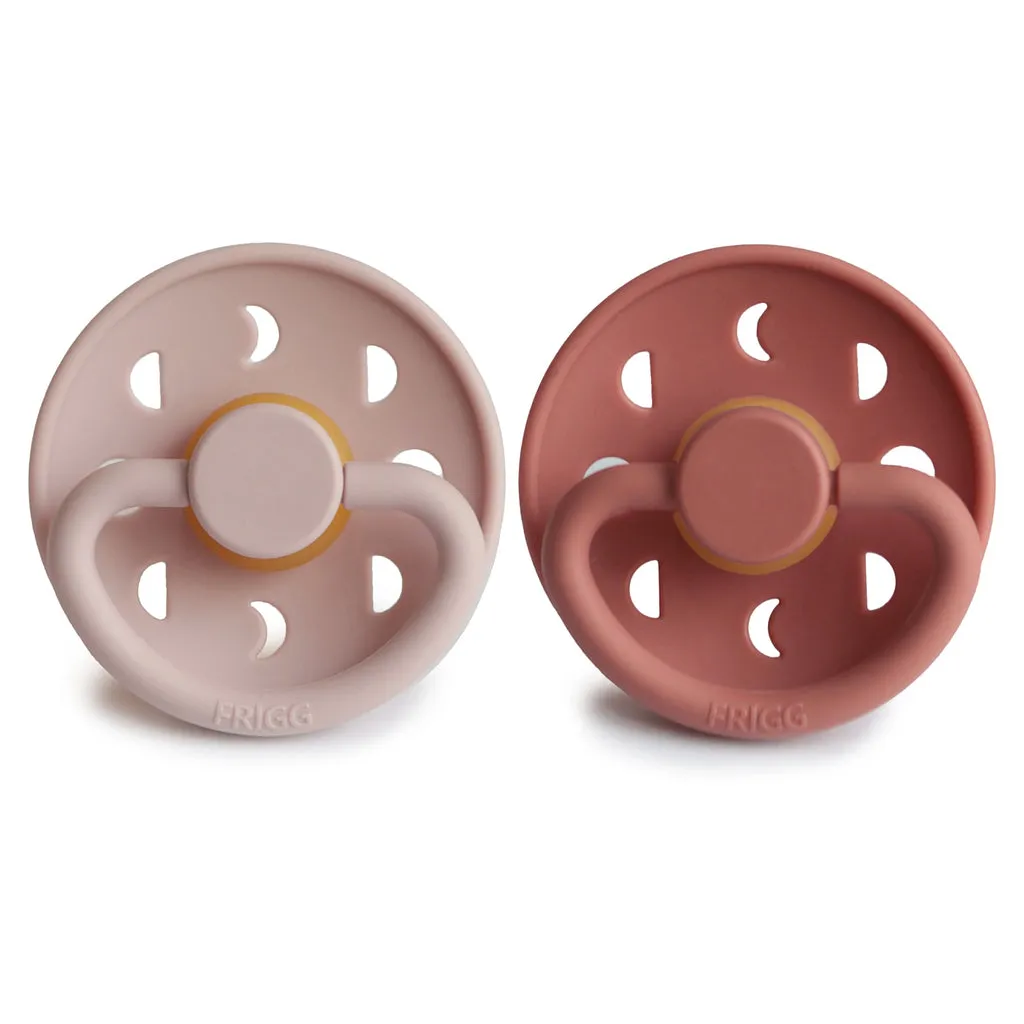 FRIGG Moon Natural Rubber Pacifier 2-Pack - Blush/Powder Blush