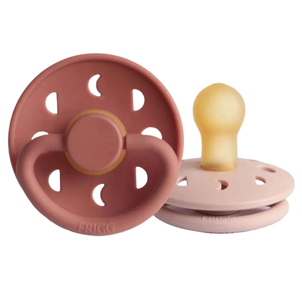 FRIGG Moon Natural Rubber Pacifier 2-Pack - Blush/Powder Blush