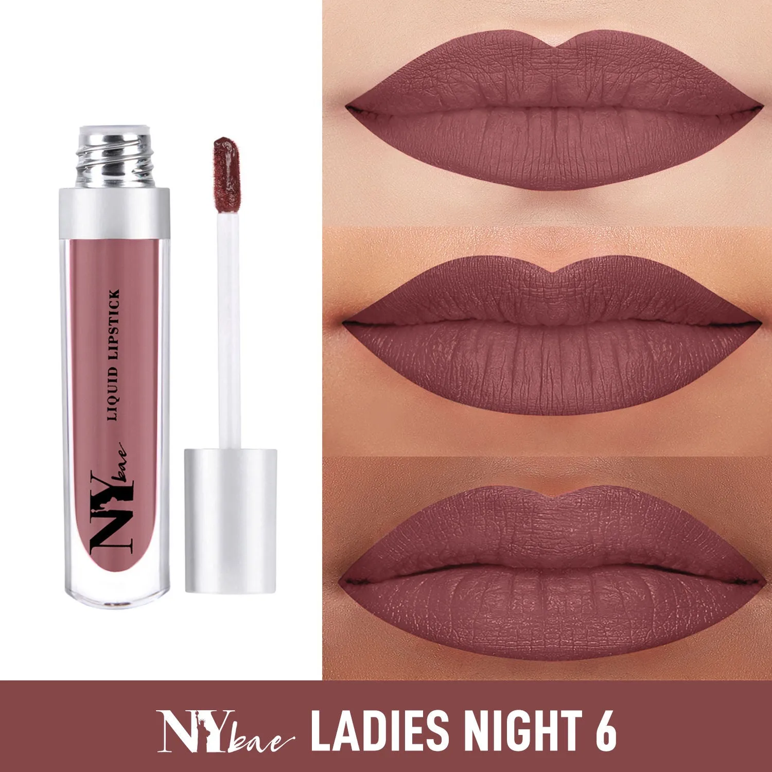 NY Bae Confessions of a Lip-a-holic Liquid Lipstick | Primer   Matte | Nude Brown | Long Lasting- Ladies Night 6 (4.5 ml)